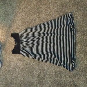 summer striped sun dress with a lace top.